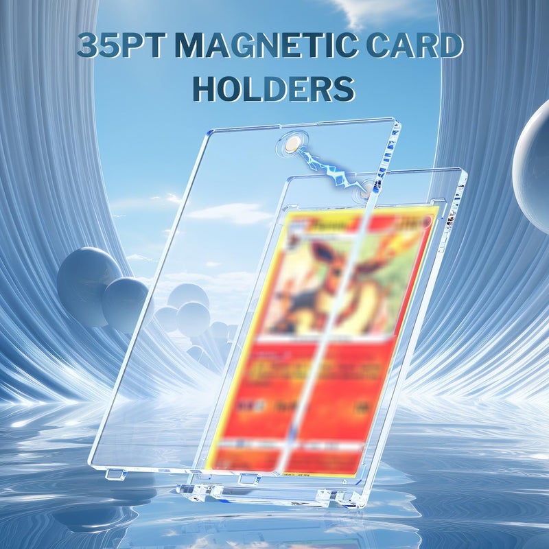 YHIJF 40-Pack Magnetic Card Holder, 35pt Single Card Holder Touch for Trading, Baseball Cards, U-V Protectors Hard Plastic for Sports, Game, PKM, MTG Cards - Image 2